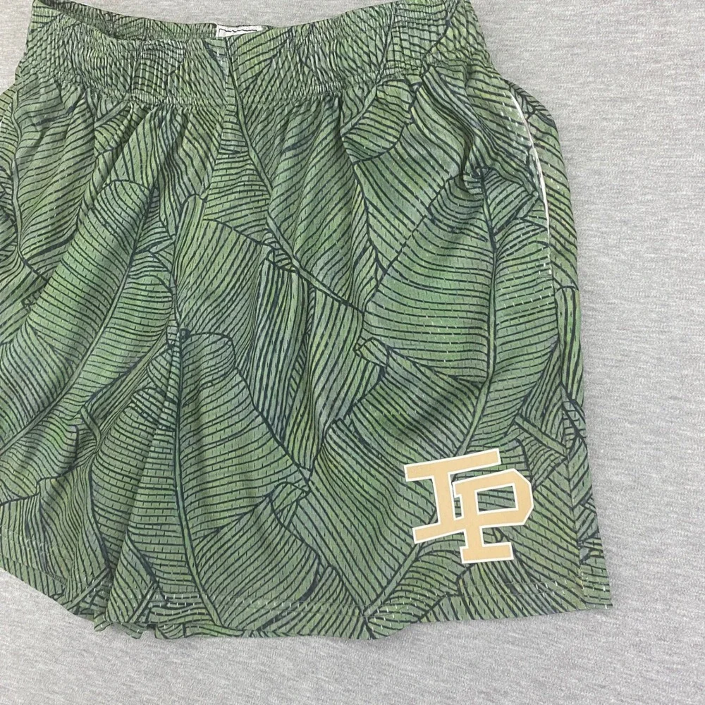 Inaka Power Mesh Shorts Boys XL Green Banana Leaf Print Athletic Gym Basketball